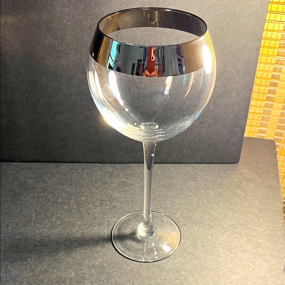 Vintage Dorothy Thorpe Silver banded Wine Goblet